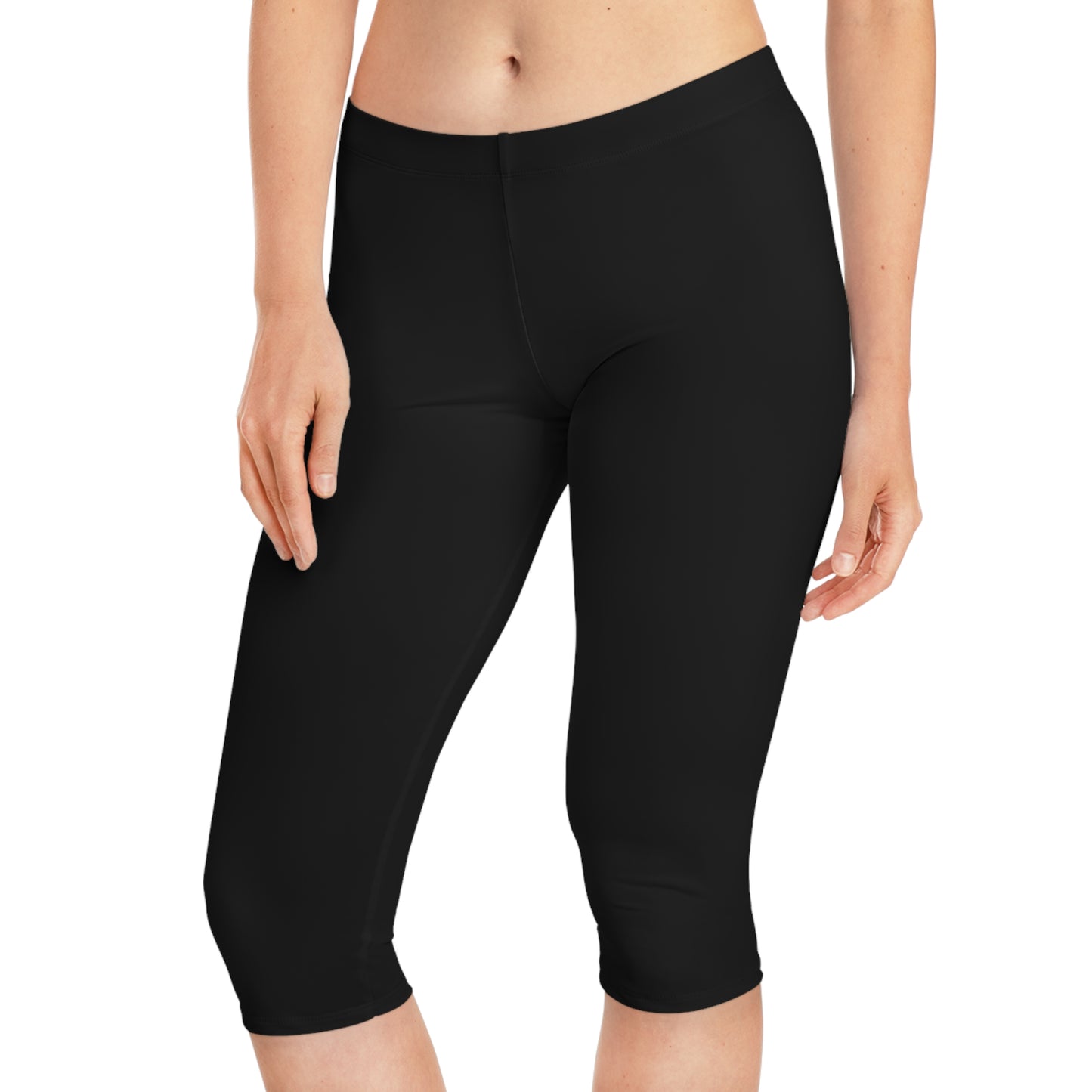 Everyday Black Women's Capri Leggings Below The knee-  Stylish Athleisure Pants, Perfect for Yoga, Workout, and Casual Wear, Summer Fashion Essentials