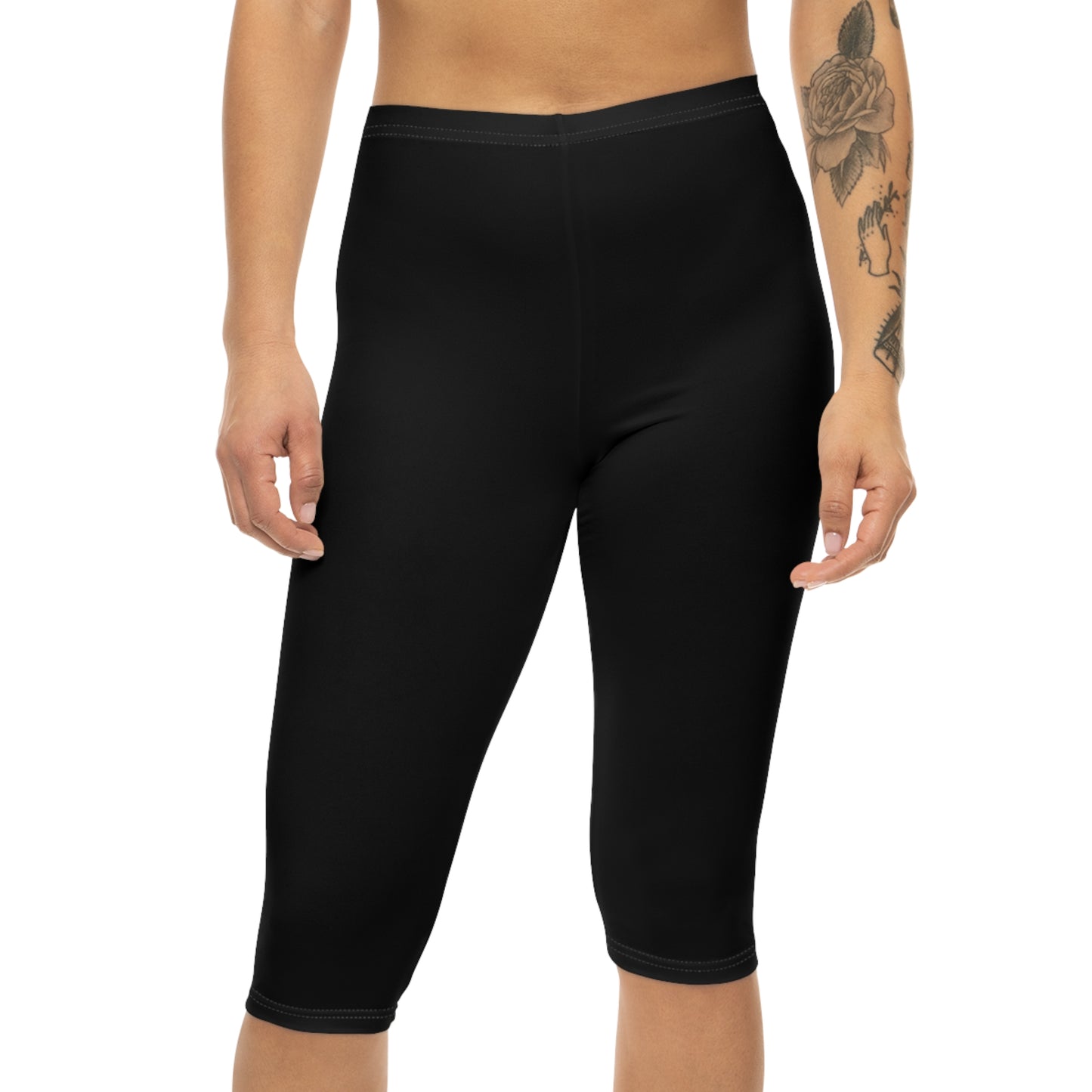 Everyday Black Women’s Capri Leggings - Comfort and Trendy Style, Perfect for Yoga, Running, Casual Wear, Holidays, Workouts