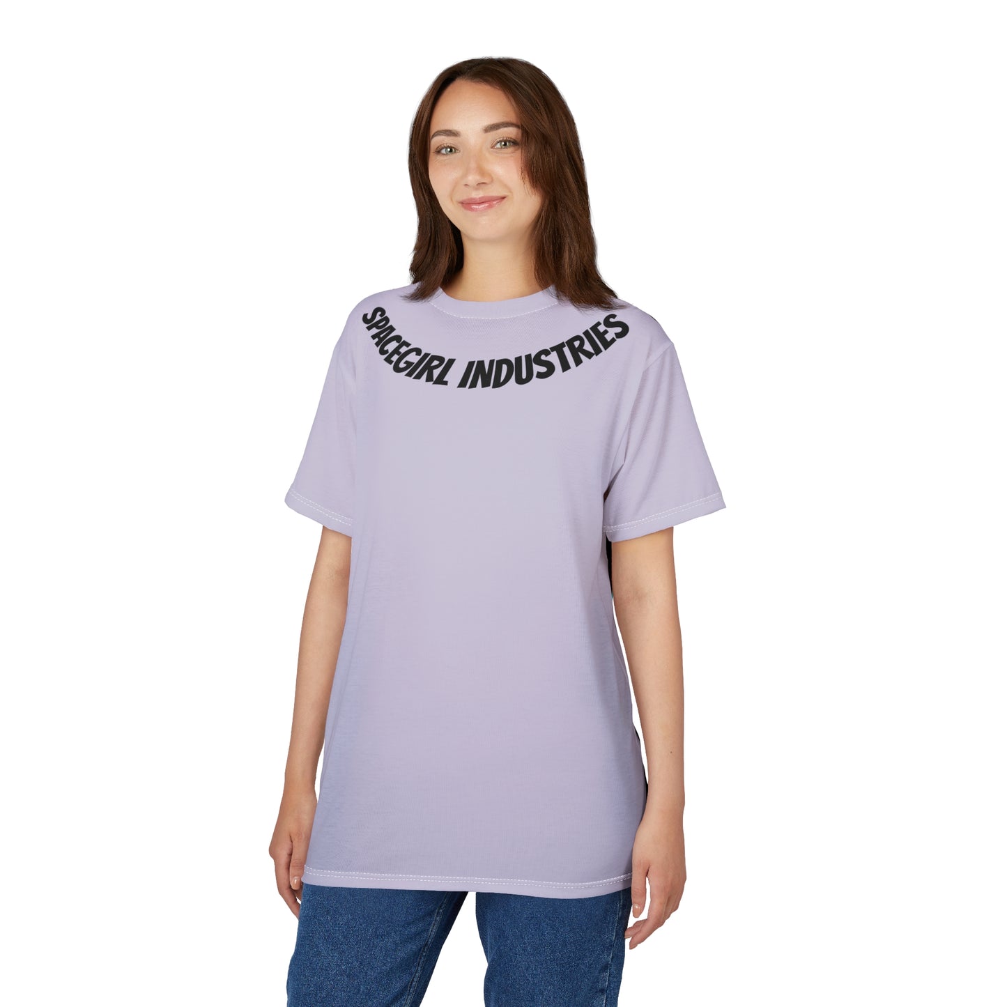 Spacegirl Industries Unisex Tee, Trendy Graphic T-Shirt, Casual Streetwear, Gift for Space Lovers, AOP Tee for Unique Style